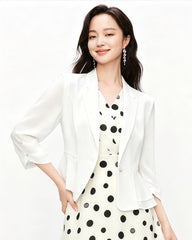 Triacetate Peplum Blazer with Silk Lining