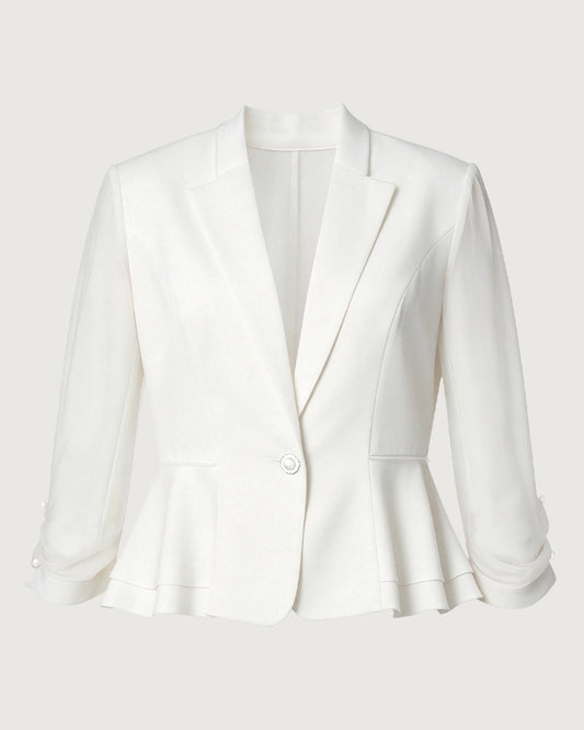 Triacetate Peplum Blazer with Silk Lining