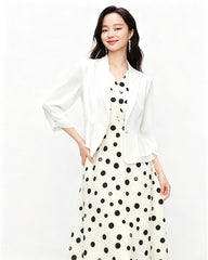 Triacetate Peplum Blazer with Silk Lining