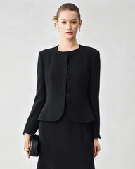 Triacetate Silk Lined Sculpting Peplum Jacket
