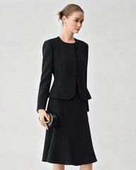 Triacetate Silk Lined Sculpting Peplum Jacket