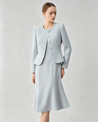 Triacetate Silk Lined Sculpting Peplum Jacket