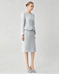 Triacetate Silk Lined Sculpting Peplum Jacket