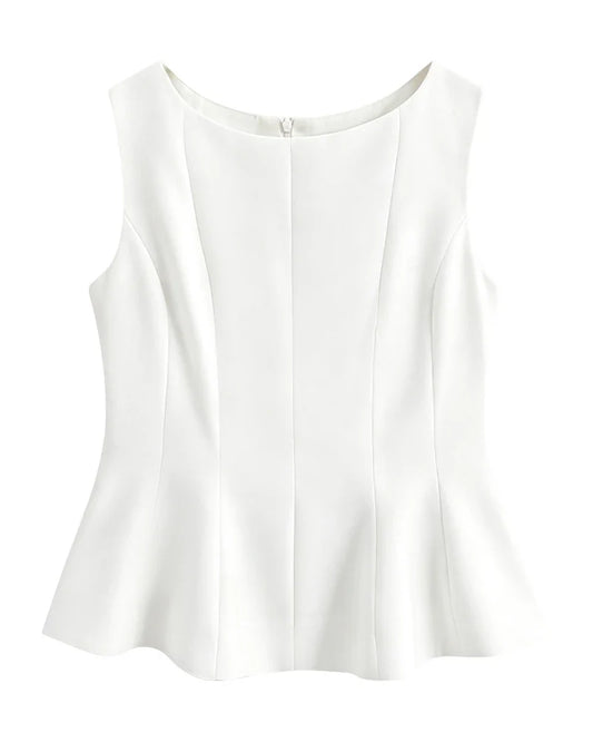 Triacetate Silk Lined Peplum Tank Top