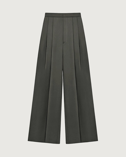 Triacetate Pleated Straight Leg Pants