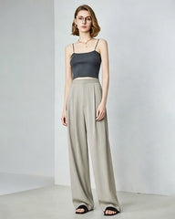 Triacetate Pleated Straight Leg Pants