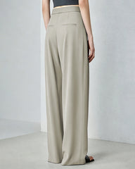 Triacetate Pleated Straight Leg Pants