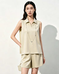 Triacetate Polo Zip Top and Shorts Set