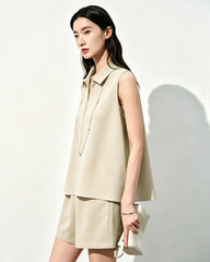 Triacetate Polo Zip Top and Shorts Set