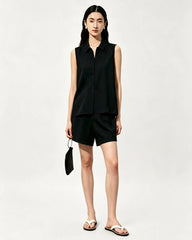 Triacetate Polo Zip Top and Shorts Set