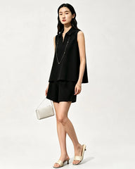 Triacetate Polo Zip Top and Shorts Set