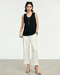 Triacetate Relaxed Fit Crew Neck Tank Top