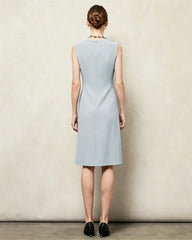 Triacetate Sweetheart Neck Sheath Midi Dress