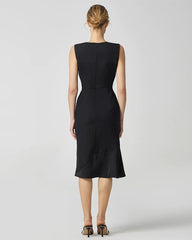 Triacetate Midi Dress with Asymmetric Hem