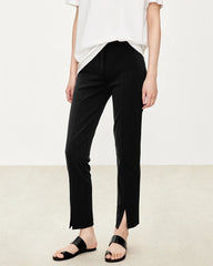 Triacetate Slim Ankle Pants with Front Slit