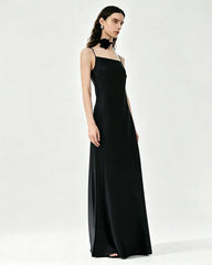 Triacetate Strap Maxi Slip Dress with Silk Lining