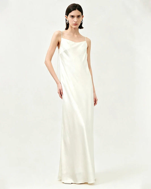 Triacetate Strap Maxi Slip Dress with Silk Lining