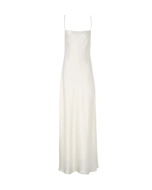Triacetate Strap Maxi Slip Dress with Silk Lining