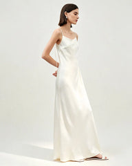Triacetate Strap Maxi Slip Dress with Silk Lining