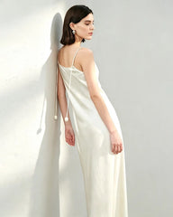 Triacetate Strap Maxi Slip Dress with Silk Lining