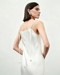 Triacetate Strap Maxi Slip Dress with Silk Lining