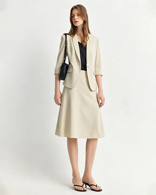 Triacetate Silk Lined Cropped Sleeve Blazer
