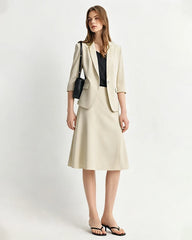 Triacetate Silk Lined Cropped Sleeve Blazer