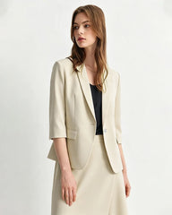 Triacetate Silk Lined Cropped Sleeve Blazer