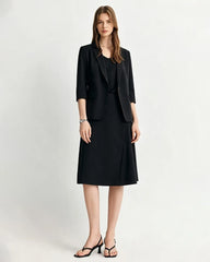 Triacetate Silk Lined Cropped Sleeve Blazer