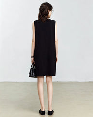 Triacetate V Neck Sleeveless Dress with Silk Lining