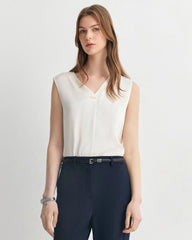 Triacetate Silk-Lined V-Neck Top