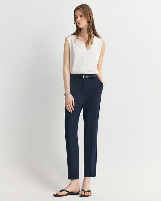 Triacetate Silk-Lined V-Neck Top