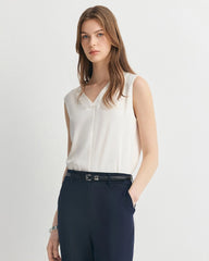 Triacetate Silk-Lined V-Neck Top