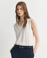 Triacetate Silk-Lined V-Neck Top