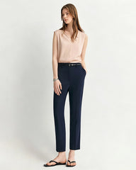 Triacetate Silk-Lined V-Neck Top