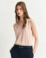 Triacetate Silk-Lined V-Neck Top
