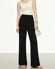 Triacetate Elastic Waist Wide Leg Pants