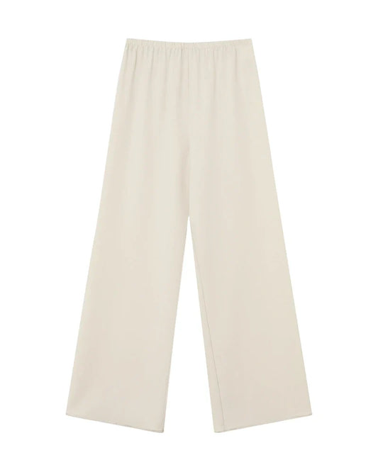 Triacetate Elastic Waist Wide Leg Pants