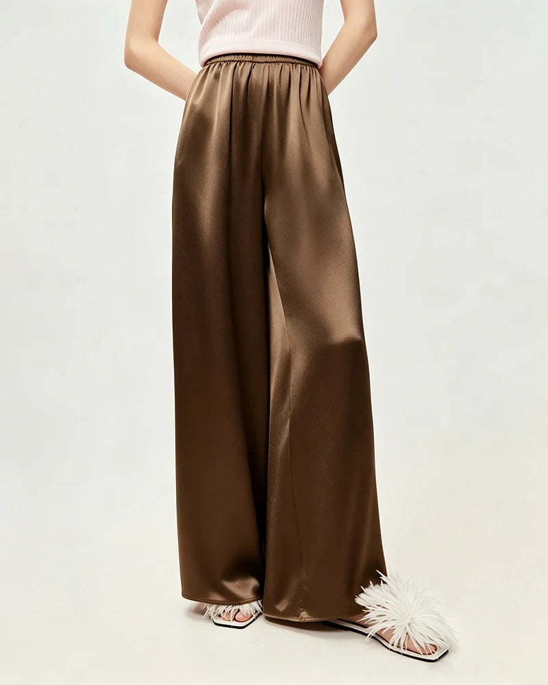 Silky Triacetate Wide Leg Pants