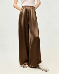 Silky Triacetate Wide Leg Pants