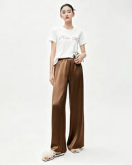 Silky Triacetate Wide Leg Pants