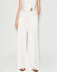 Triacetate Pleated Wide Leg Trousers