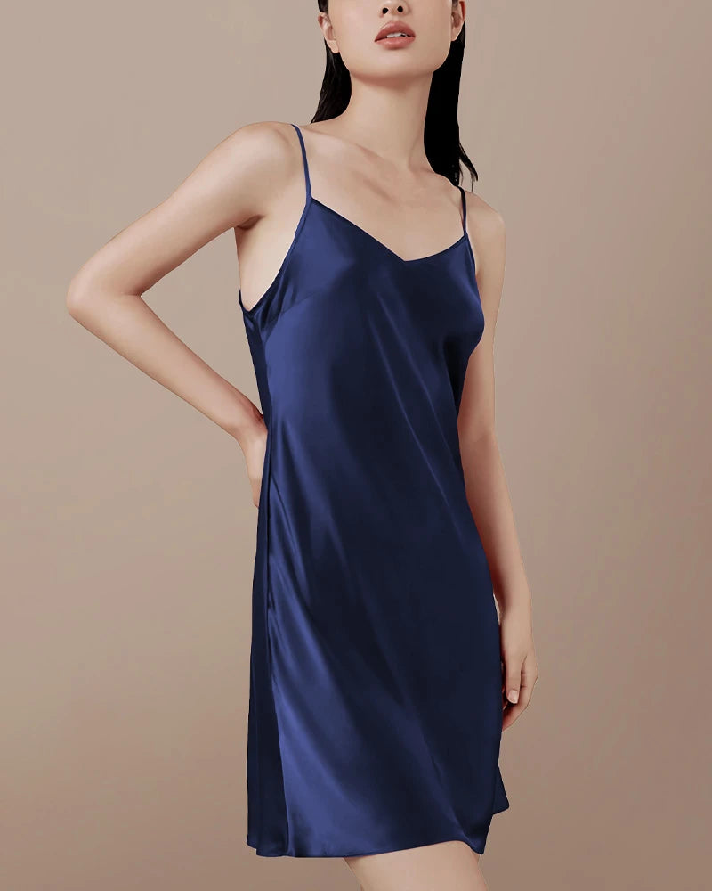 Washable Silk Slip Nightgown, Navy