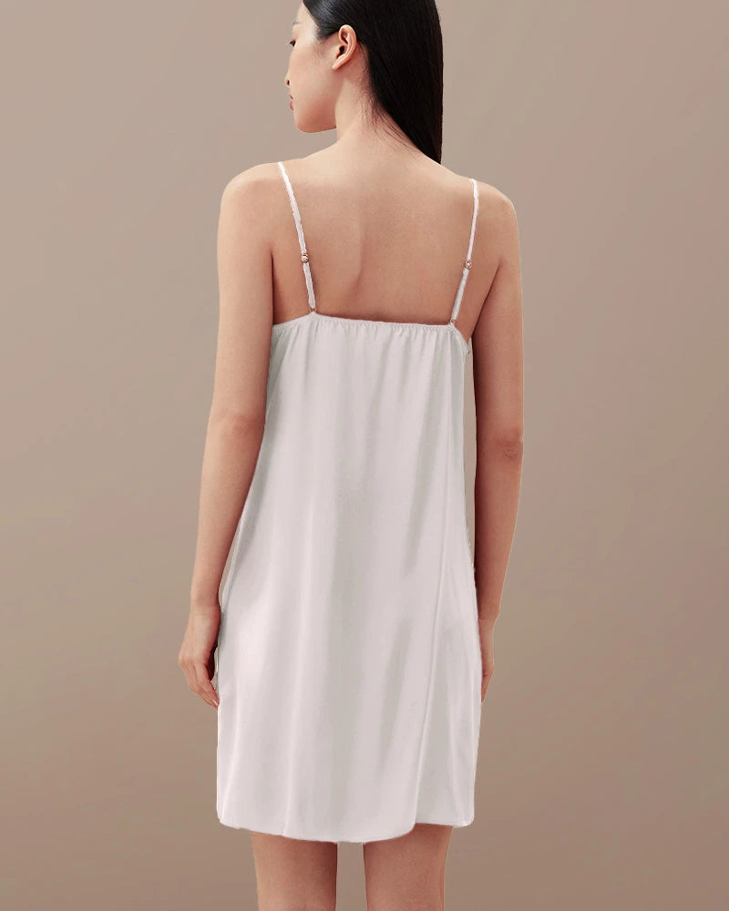 Washable Silk Slip Nightgown, White