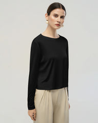 Washable Silk Jersey Long Sleeve T Shirt