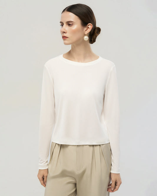 Washable Silk Jersey Long Sleeve T Shirt