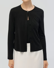 Washable Silk Jersey Button Front Cardigan