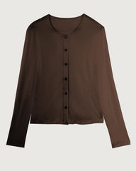 Washable Silk Jersey Button Front Cardigan