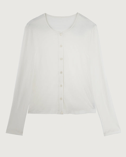 Washable Silk Jersey Button Front Cardigan
