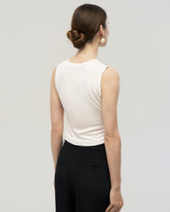 Washable Silk Jersey Crew Neck Cropped Tank